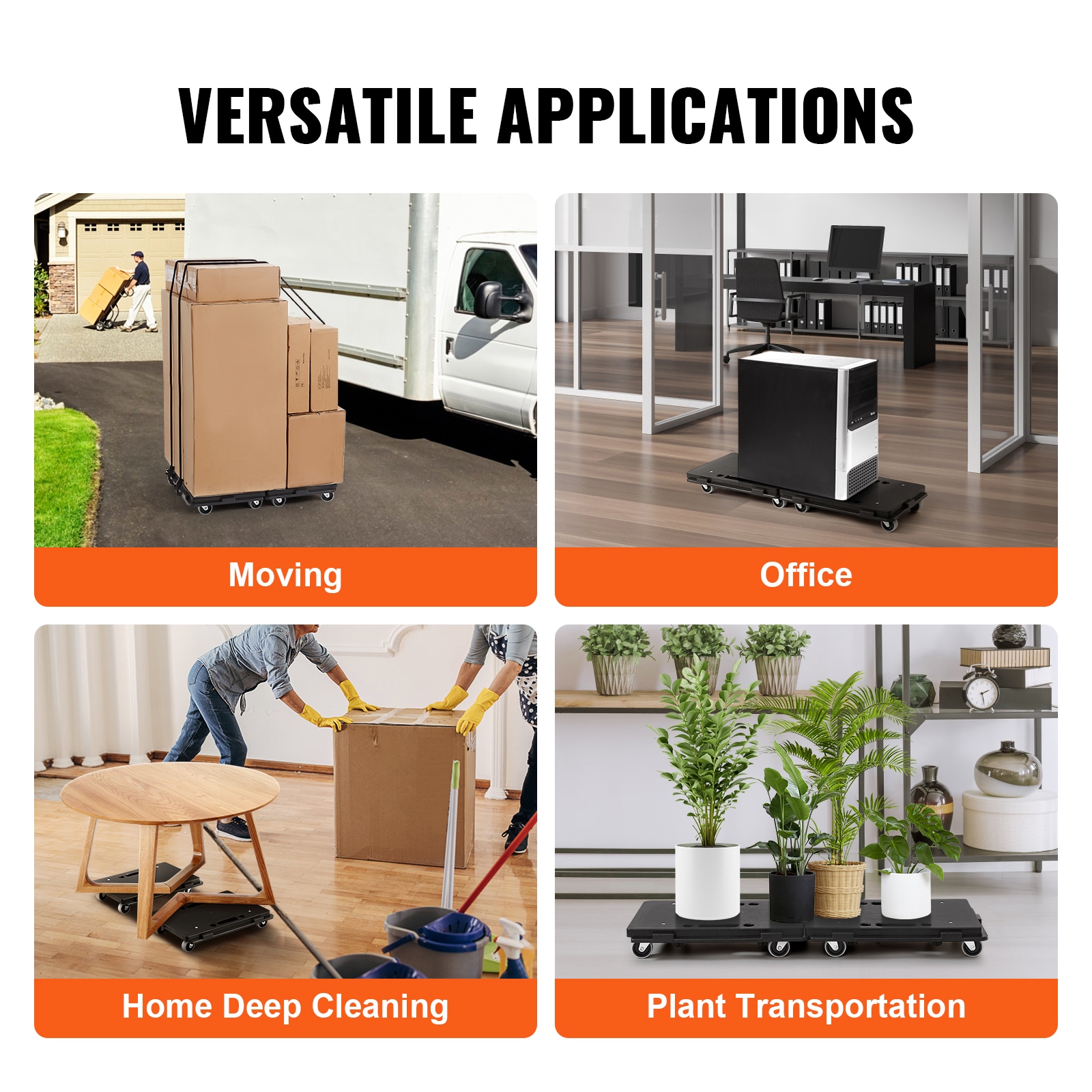 Furniture Dolly, 500 Lbs Capacity Each Count, Furniture Mover With Wheels, Portable Moving Rollers 4 Wheels Heavy Duty, Small Flat Dolly Cart With Interlocking For Heavy Furniture, 2 Pack, Black_maomaolike.com